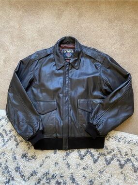 US WINGS A2 Bomber Jacket Goatskin Leather Aviator Military WWII